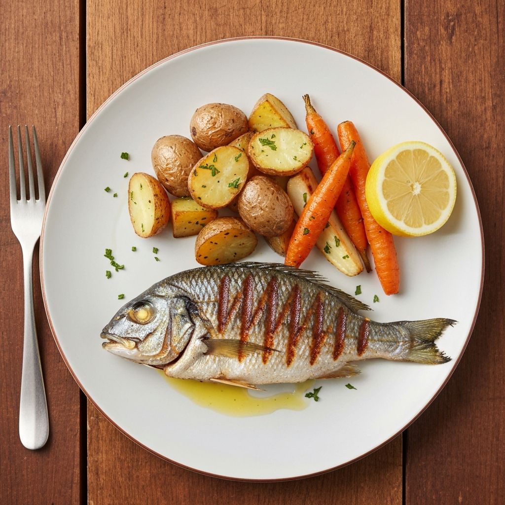 Fish and vegetables plate