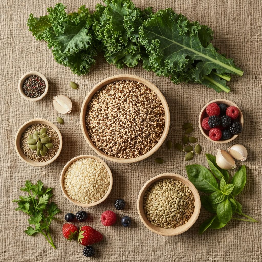 Diverse fresh ingredients showing micronutrient variety